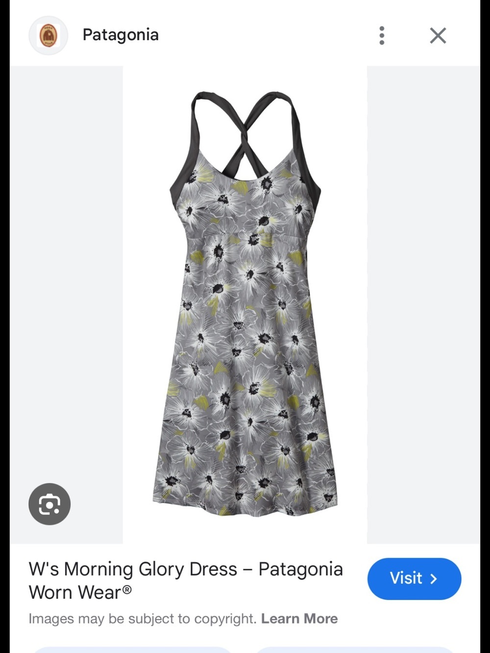 Patagonia Morning Glory Athletic Floral Tennis Dress Shelf Bra Size XS